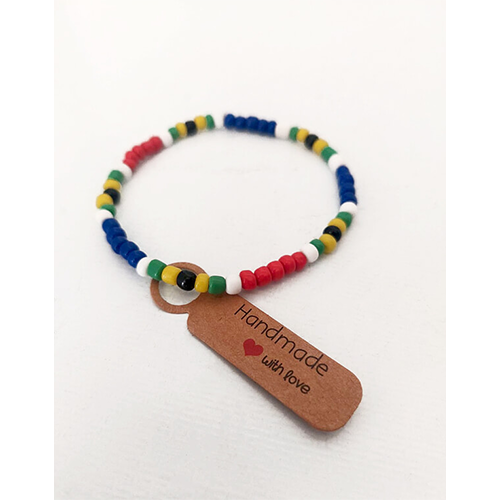 African Hut SA Flag Beaded Elastic Single Strand Bracelet 35g
