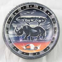 African Hut Soapstone Bowl Size 1 (4") Rhino (Colors and Pictures Vary) 122g