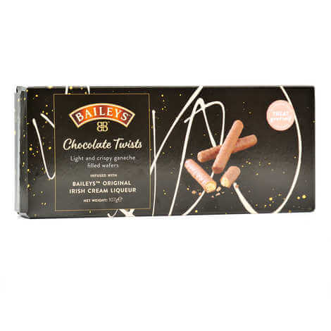 Baileys Chocolate Twist Wafers HEAT SENSITIVE ITEM. PLEASE ADD ITEM 122942 TO THE ORDER TO TRY TO PROTECT CHOCOLATES FROM HEAT DAMAGE. 107g