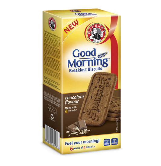 Bakers Breakfast Biscuits Chocolate Flavour (Pack of 6 Bars) 300g
