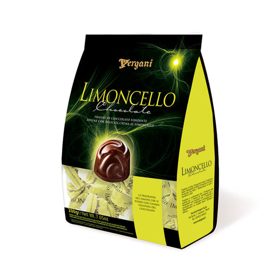 Vergani Limoncello Flavoured Cream in Dark Chocolate HEAT SENSITIVE ITEM. PLEASE ADD ITEM 122942 TO THE ORDER TO TRY TO PROTECT CHOCOLATES FROM HEAT DAMAGE. 130g