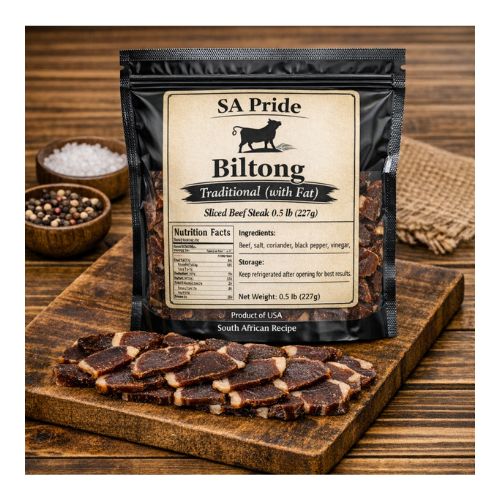 SA Pride Biltong Traditional (with Fat) Sliced Beef Steak 0.5lb