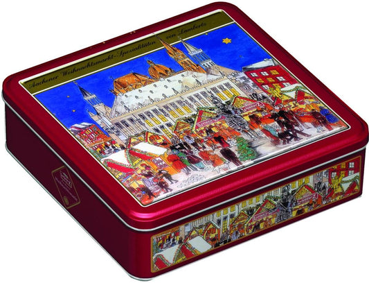 Lambertz Aachener Weihnachtsmarkt Cookie Tin HEAT SENSITIVE ITEM. PLEASE ADD ITEM 122942 TO THE ORDER TO TRY TO PROTECT CHOCOLATES FROM HEAT DAMAGE. 500g