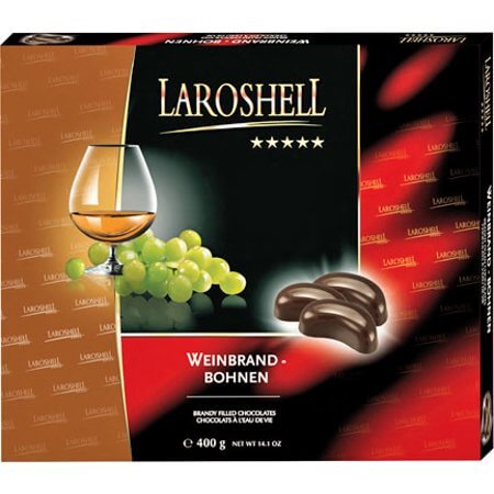 Laroshell Brandy Beans Large Box HEAT SENSITIVE ITEM. PLEASE ADD ITEM 122942 TO THE ORDER TO TRY TO PROTECT CHOCOLATES FROM HEAT DAMAGE. 400g