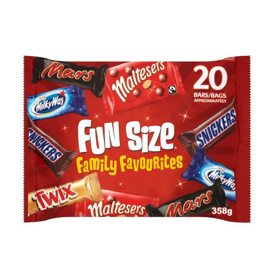 Mars Family Fun Size Favorites HEAT SENSITIVE ITEM. PLEASE ADD ITEM 122942 TO THE ORDER TO TRY TO PROTECT CHOCOLATES FROM HEAT DAMAGE. 358g