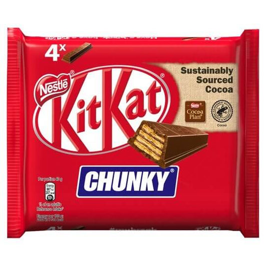 Nestle Kitkat Chunky (4 Pack) HEAT SENSITIVE ITEM. PLEASE ADD ITEM 122942 TO THE ORDER TO TRY TO PROTECT CHOCOLATES FROM HEAT DAMAGE. 160g