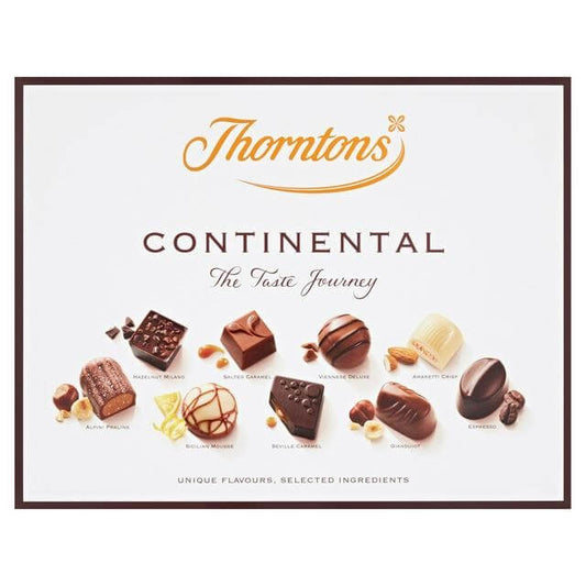 Thorntons Continental Chocolates HEAT SENSITIVE ITEM. PLEASE ADD ITEM 122942 TO THE ORDER TO TRY TO PROTECT CHOCOLATES FROM HEAT DAMAGE. 264g