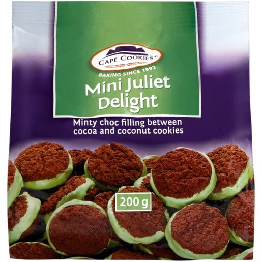Cape Cookies Cape Cookies Mini Juliet Delight HEAT SENSITIVE ITEM. PLEASE ADD ITEM 122942 TO THE ORDER TO TRY TO PROTECT CHOCOLATES FROM HEAT DAMAGE. 200g