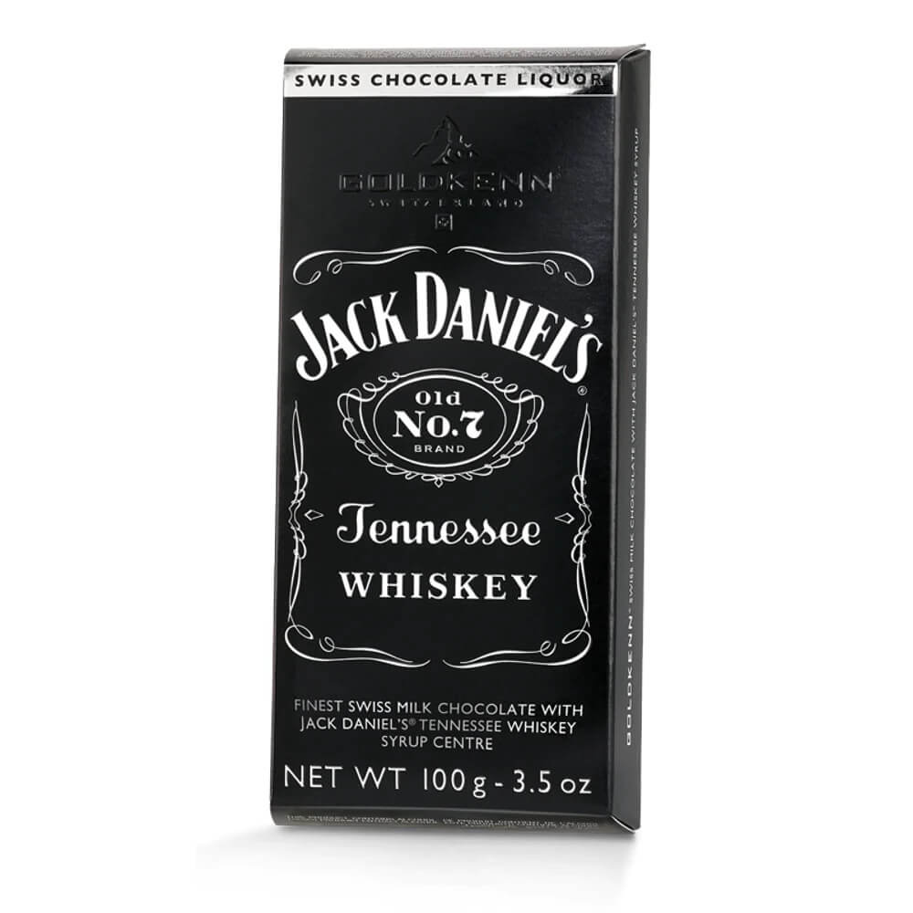 Goldkenn Jack Daniels Tennessee Whiskey Filled Chocolate Bar HEAT SENSITIVE ITEM. PLEASE ADD ITEM 122942 TO THE ORDER TO TRY TO PROTECT CHOCOLATES FROM HEAT DAMAGE. 100g
