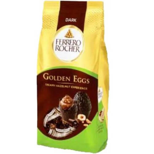 Ferrero Rocher Golden Eggs Dark HEAT SENSITIVE ITEM. PLEASE ADD ITEM 122942 TO THE ORDER TO TRY TO PROTECT CHOCOLATES FROM HEAT DAMAGE. 90g