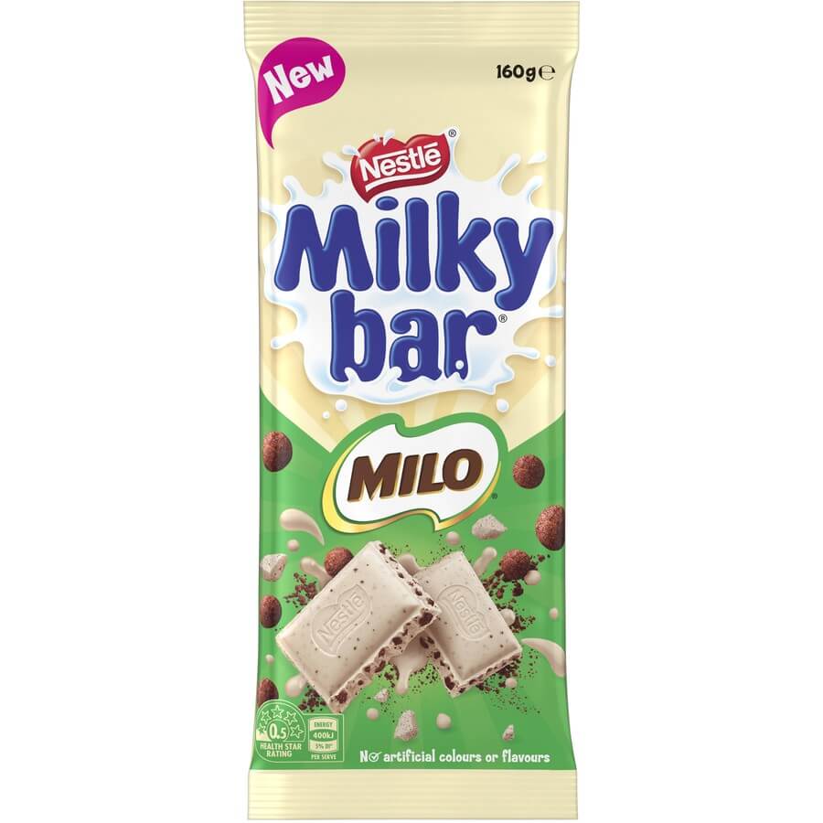 Nestle Milkybar Milo Bar HEAT SENSITIVE ITEM. PLEASE ADD ITEM 122942 TO THE ORDER TO TRY TO PROTECT CHOCOLATES FROM HEAT DAMAGE 160g
