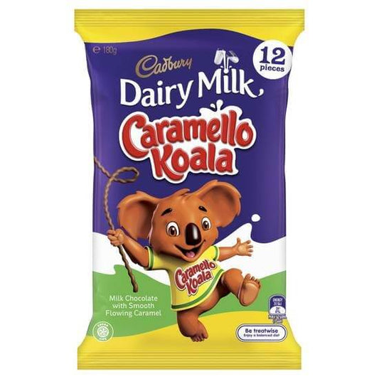 Cadbury Caramello Koala Sharepack 12 Pieces HEAT SENSITIVE ITEM. PLEASE ADD ITEM 122942 TO THE ORDER TO TRY TO PROTECT CHOCOLATES FROM HEAT DAMAGE. 180g