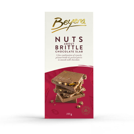Beyers Pecan Cashew Brittle HEAT SENSITIVE ITEM. PLEASE ADD ITEM 122942 TO THE ORDER TO TRY TO PROTECT CHOCOLATES FROM HEAT DAMAGE. 100g