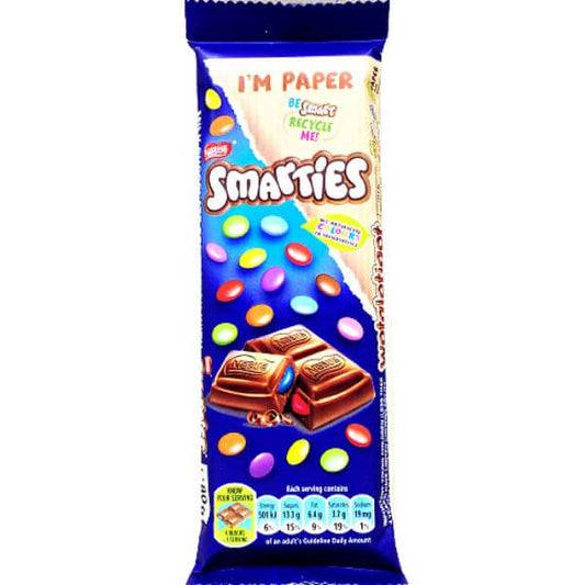 Nestle Chocolate Bar with Smarties Chocolate Slab HEAT SENSITIVE ITEM. PLEASE ADD ITEM 122942 TO THE ORDER TO TRY TO PROTECT CHOCOLATES FROM HEAT DAMAGE 80g