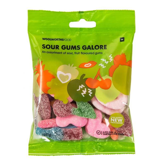 Woolworths Sour Gums Galore 125g