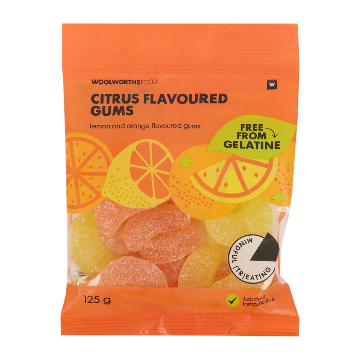 Woolworths Citrus Lemon Orange Flavoured Gummies 125g