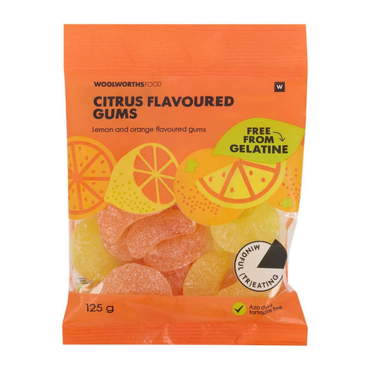 Woolworths Citrus Lemon Orange Flavoured Gummies 125g