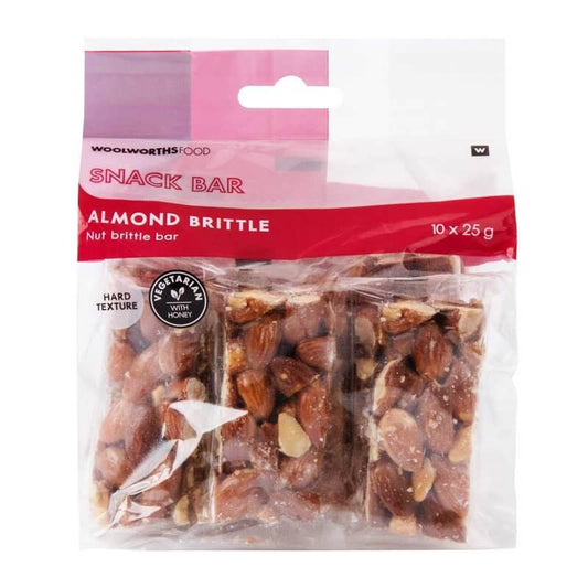 Woolworths Almond Brittle Snack Bars Multipack 10pk 250g