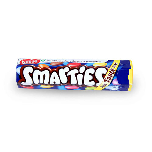 Nestle Smarties Tube HEAT SENSITIVE ITEM. PLEASE ADD ITEM 122942 TO THE ORDER TO TRY TO PROTECT CHOCOLATES FROM HEAT DAMAGE. 38g