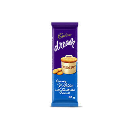Cadbury Dream Biscuit Bar HEAT SENSITIVE ITEM. PLEASE ADD ITEM 122942 TO THE ORDER TO TRY TO PROTECT CHOCOLATES FROM HEAT DAMAGE. 80g
