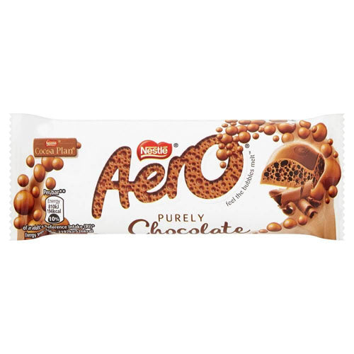 Nestle Aero Milk Chocolate Bar HEAT SENSITIVE ITEM. PLEASE ADD ITEM 122942 TO THE ORDER TO TRY TO PROTECT CHOCOLATES FROM HEAT DAMAGE. 36g