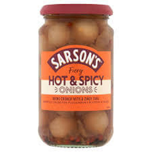 Sarsons Hot and Spicy Silverskin Onions 460g