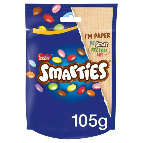 Nestle Smarties Bag HEAT SENSITIVE ITEM. PLEASE ADD ITEM 122942 TO THE ORDER TO TRY TO PROTECT CHOCOLATES FROM HEAT DAMAGE. 105g