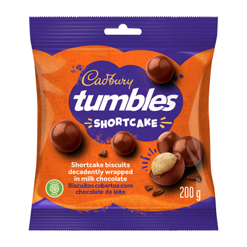 Cadbury Tumbles Shortcake HEAT SENSITIVE ITEM. PLEASE ADD ITEM 122942 TO THE ORDER TO TRY TO PROTECT CHOCOLATES FROM HEAT DAMAGE. 180g