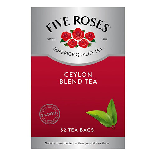 Five Roses Tagless Ceylon Tea Bags (Pack of 52 Bags) 125g