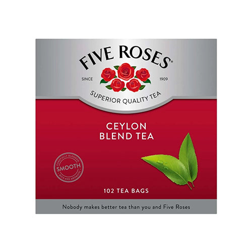 BEST BY October 2026 Five Roses Tagless Ceylon Tea Bags (Pack of 102 Bags) 250g
