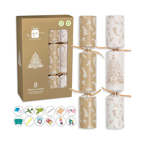 Giftmaker Christmas Crackers Cream and Gold Foliage 8 x 12 Inch 200g