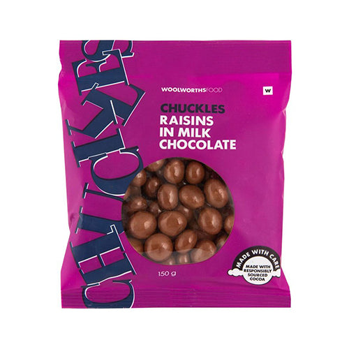 Woolworths Chuckles Raisins Covered in Milk Chocolate Bag 150g