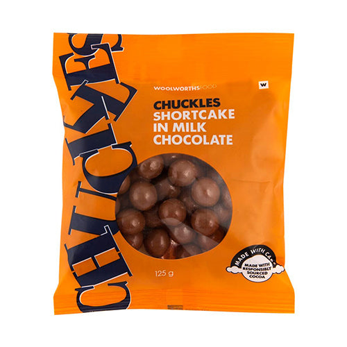 Woolworths Chuckles Shortcake in Milk Chocolate 125g