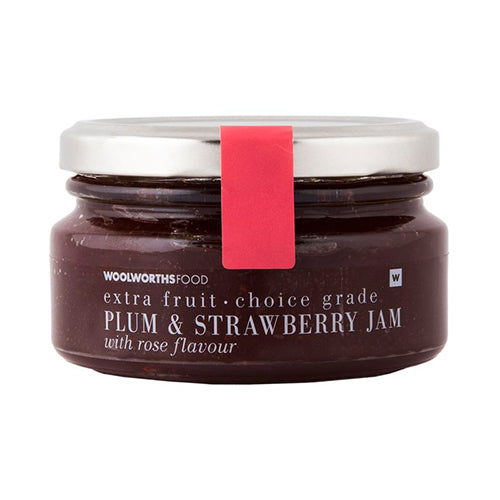 Woolworths Plum and Strawberry Jam With Rose Flavour 240g