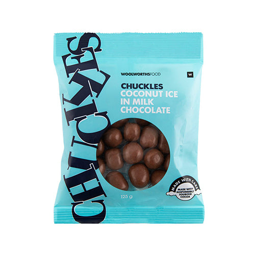 Woolworths Chuckles Coconut Ice in Milk Chocolate 125g