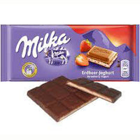 Milka Strawberry Yogurt Milk Chocolate Bar (HEAT SENSITIVE ITEM - PLEASE ADD A THERMAL BOX TO YOUR ORDER TO PROTECT YOUR ITEMS 100g