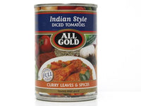 BEST BY AUGUST 2025: All Gold Tomatoes Indian Style Peeled and Diced (Kosher) 410g