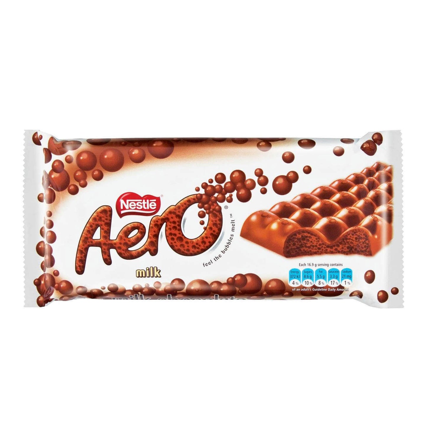 Nestle Aero Milk Chocolate Extra Large Bar (Kosher)  HEAT SENSITIVE ITEM. PLEASE ADD ITEM 122942 TO THE ORDER TO TRY TO PROTECT CHOCOLATES FROM HEAT DAMAGE. 135g