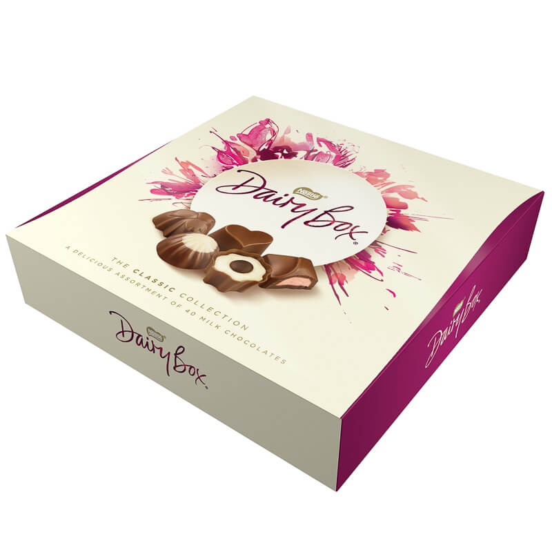 Nestle Dairy Box Milk Chocolates Varieties Gift Box  HEAT SENSITIVE ITEM. PLEASE ADD ITEM 122942 TO THE ORDER TO TRY TO PROTECT CHOCOLATES FROM HEAT DAMAGE. 322g