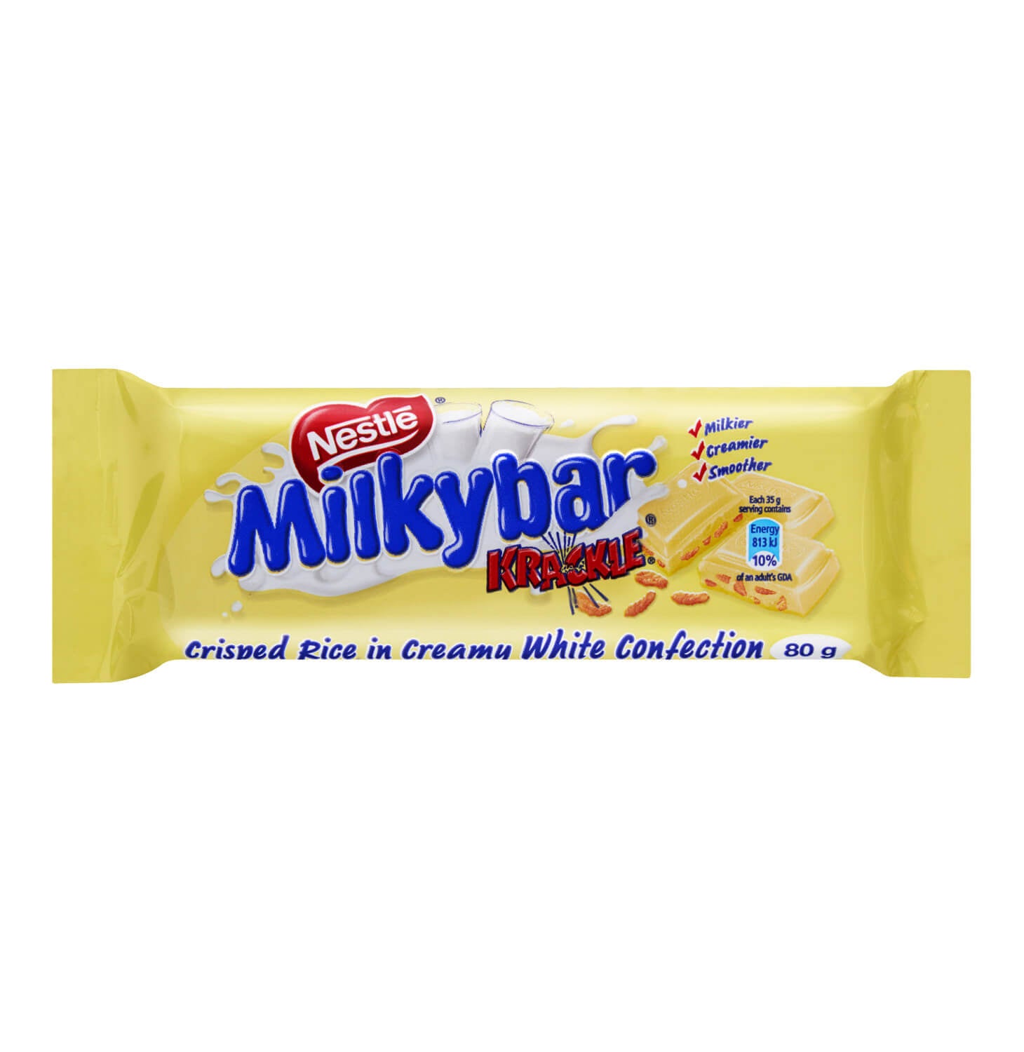 Nestle Milkybar Krackle (Kosher)  HEAT SENSITIVE ITEM. PLEASE ADD ITEM 122942 TO THE ORDER TO TRY TO PROTECT CHOCOLATES FROM HEAT DAMAGE. 80g