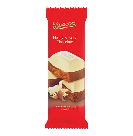 Beacon Ebony and Ivory Chocolate Slab (Kosher)  HEAT SENSITIVE ITEM. PLEASE ADD ITEM 122942 TO THE ORDER TO TRY TO PROTECT CHOCOLATES FROM HEAT DAMAGE. 80g