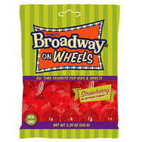 Gerrits Broadway On Wheels Strawberry Flavour Broadway Laces Wrapped Into Wheels 150g