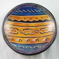 African Hut Soapstone Bowl Size 2 (6") Tribal Designs 307g
