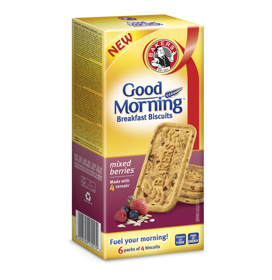 Bakers Breakfast Biscuits Mixed Berries Flavour (Pack of 6 Bars) 300g