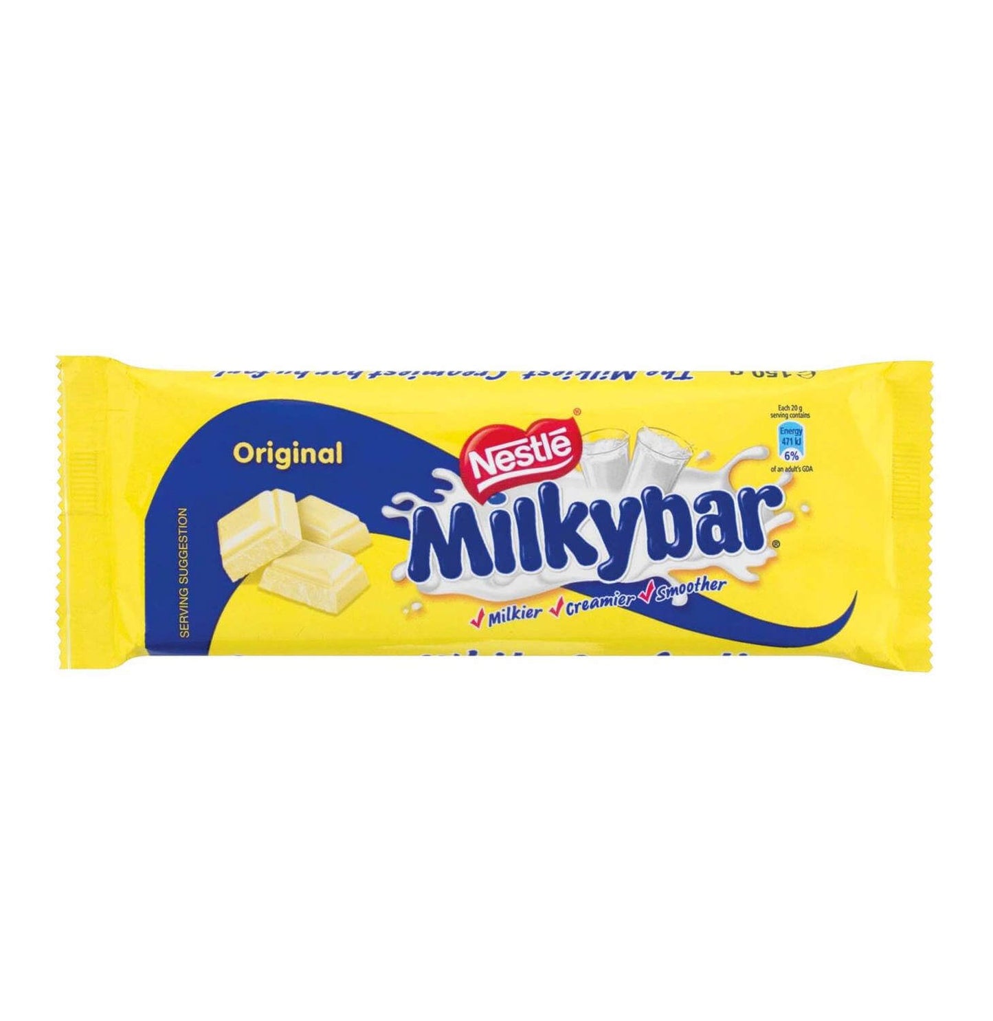 Best By Nestle Milkybar (Kosher)  HEAT SENSITIVE ITEM. PLEASE ADD ITEM 122942 TO THE ORDER TO TRY TO PROTECT CHOCOLATES FROM HEAT DAMAGE. 150g