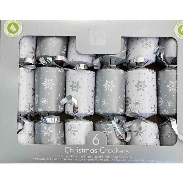 Tom Smith Christmas Crackers - Silver and White Mini Luxury Crackers 6 x 8 Inch 250g