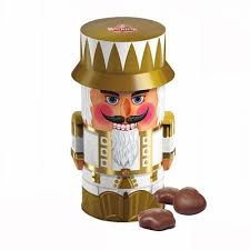 Wicklein Nutcracker Gold Tin with Milk Chocolate Lebkuchen Filled with Sour Cherry Fruit 200g