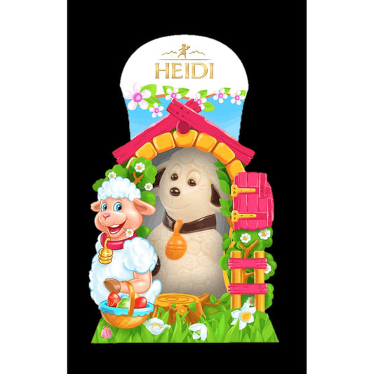 Heidi White Easter Lamb  HEAT SENSITIVE ITEM. PLEASE ADD ITEM 122942 TO THE ORDER TO TRY TO PROTECT CHOCOLATES FROM HEAT DAMAGE. 75g