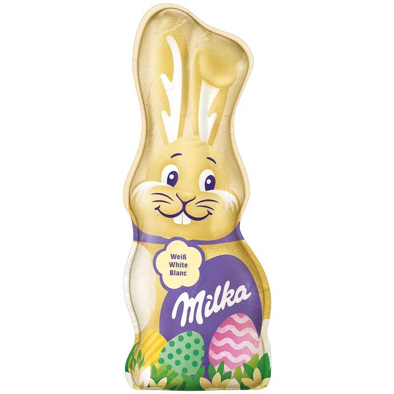 Milka Bunny White  HEAT SENSITIVE ITEM. PLEASE ADD ITEM 122942 TO THE ORDER TO TRY TO PROTECT CHOCOLATES FROM HEAT DAMAGE. 45g