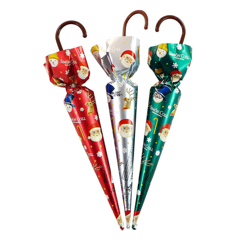 Simon Coll Christmas Umbrellas Solid Milk Chocolate Single Unit 35g